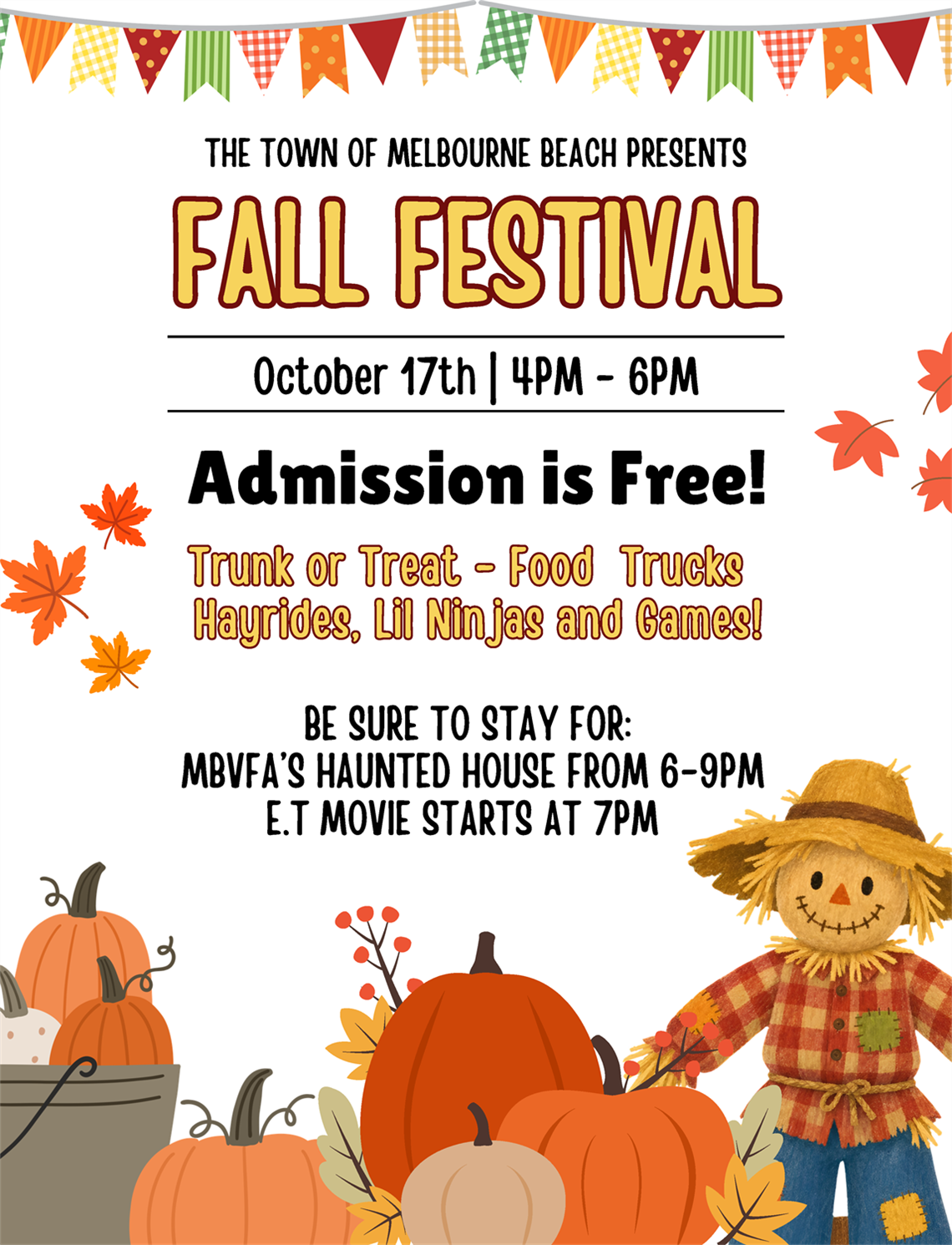 Fall Festival 10/17/2026 from 4-6 pm in Ryckman Park