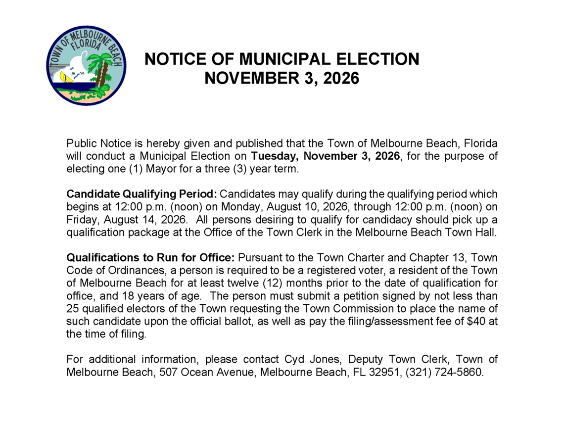 Notice of Municipal Election November 3, 2026