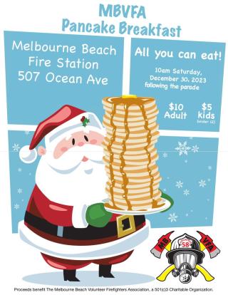 Flyer for MBVFA Pancake Breakfast on December 30th at 10:00 am