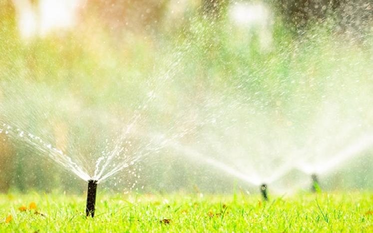 Stock image of lawn sprinklers